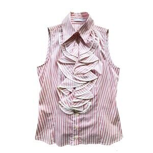 NWT! ANNE FONTAINE Corset Top Blouse Ruffles Pink sz 42 US 10